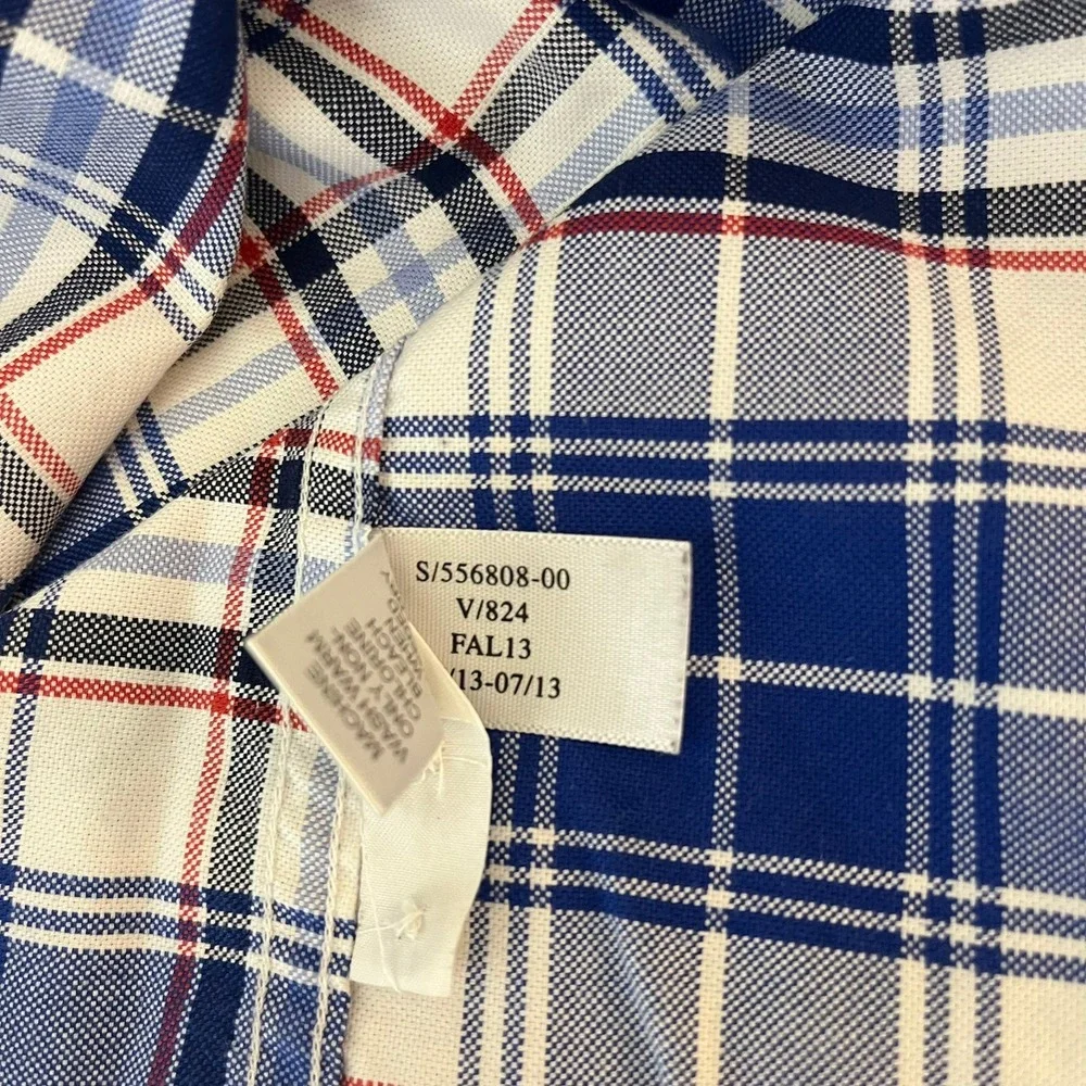 Banana Republic Mens Oxford Shirt Slim Fit Blue White Plaid Size M